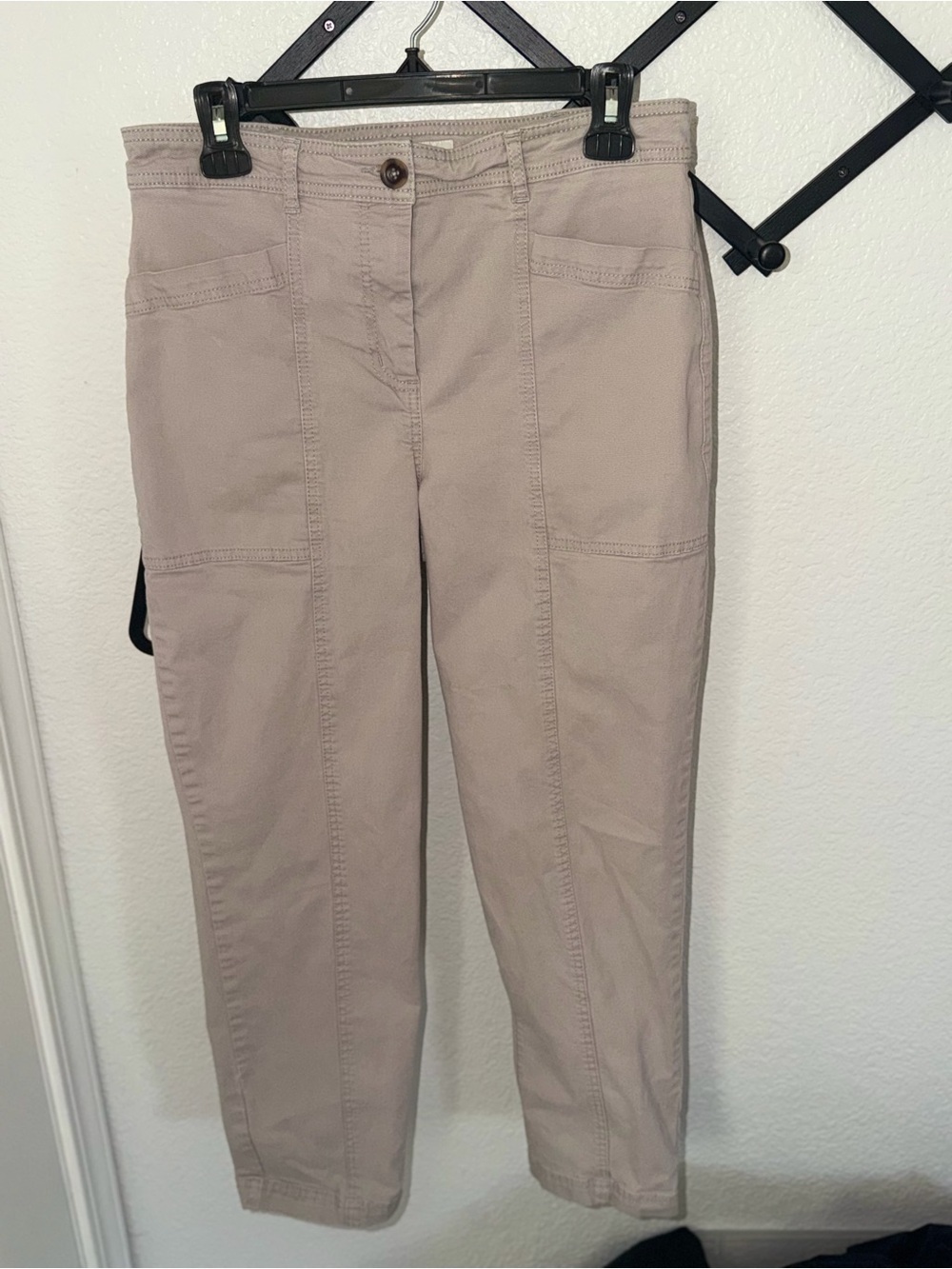Boden Taupe Utility Pants Women’s US 8R UK 12R Straight Leg Cotton Stretch - Picture 3 of 4